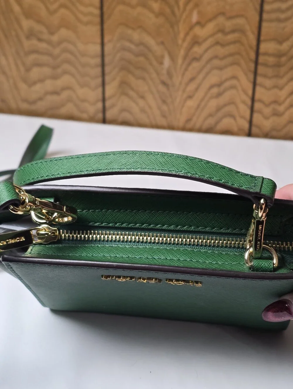 Green Michael Kors Selma Mini Messenger Bag